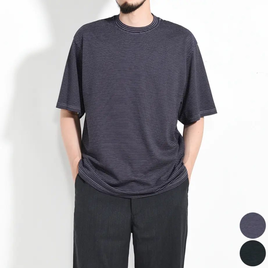 I'm/matereal クルーネックボタンカットソー ジオメトリックジャガードクルーネックT｜メンズファッション