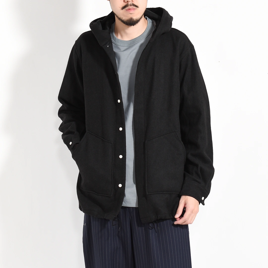 (s-043-bk)SUNNY ELEMENT(サニーエレメント)Grove Shirt/Wool Silk(グローブシャツ/ウールシルク)