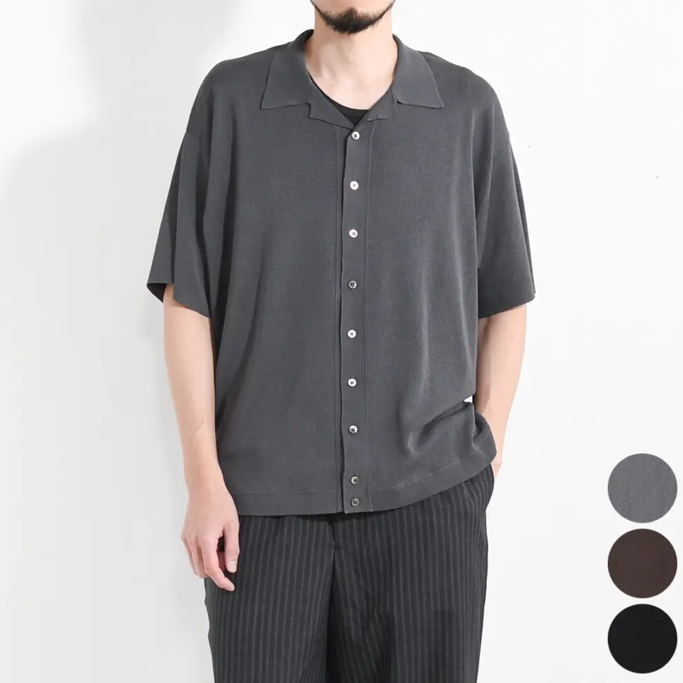 2601-017]crepuscule (クレプスキュール) Washi Open Collar S/S Shirt
