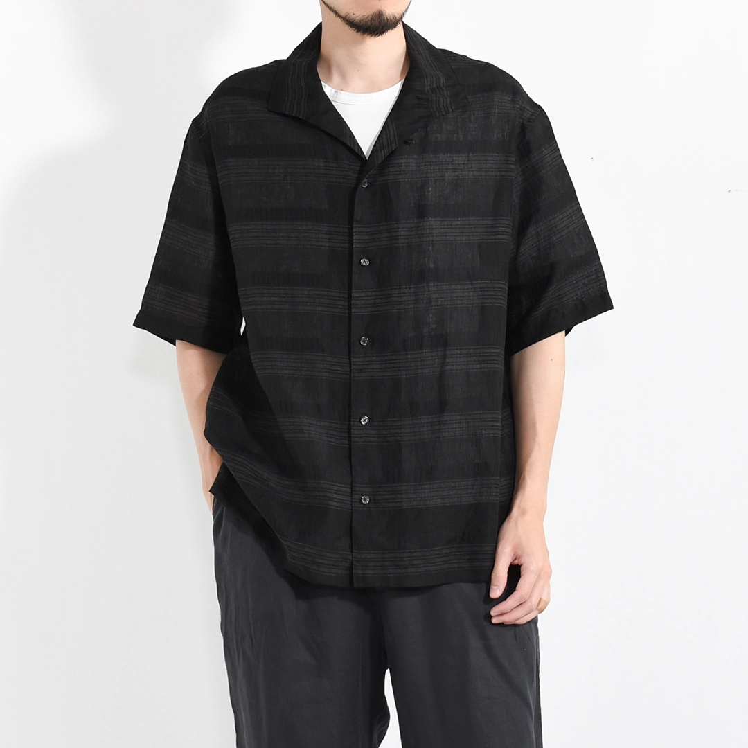 [USH70-LA239-B]ULTERIOR(アルテリア)Multi Striped Shark Collar Shirt(マルチストライプドシャークカラーシャツ)