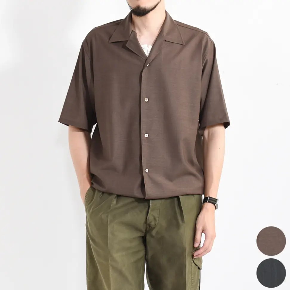 m26b08sh02b]marka(マーカ) Wool High Twist Tropical Open Collar S/S