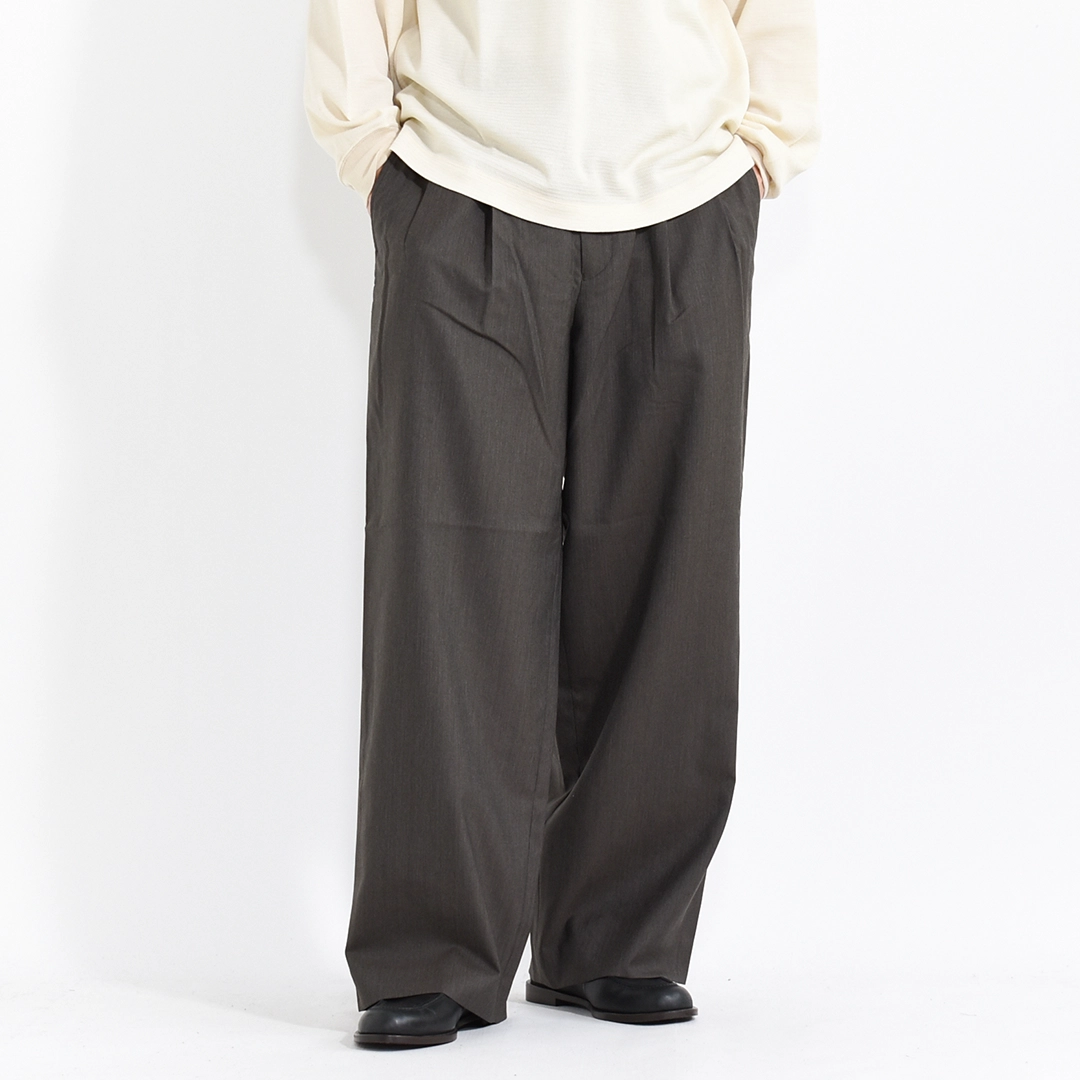 [m26c01pt01c]marka(マーカ) 2/60 Wool Tropical Melange Double Pleated Military Trousers(ウールトロピカルメランジダブルプリーテッドミリタリートラウザーズ)