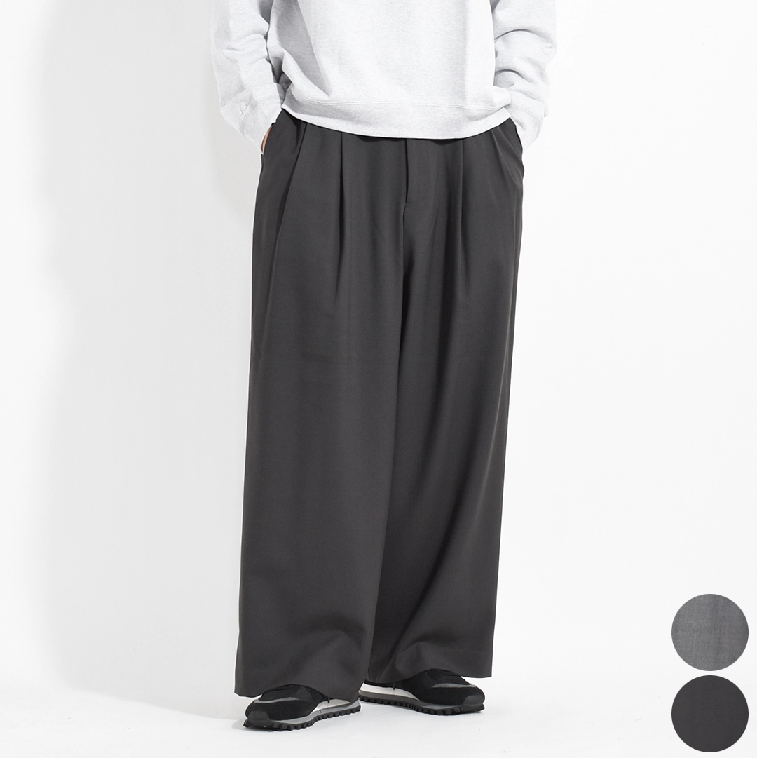 m25c12pt01c]marka(マーカ) Tumbled Wool Serge Two Tuck Baggy