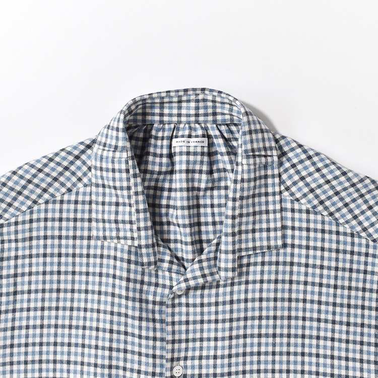 CH00-CHECK]MANAVE(マナベ)Tuck Collar Shirt(タックカラーシャツ