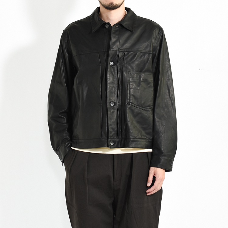 30% OFF】[m25c09bl01c]marka(マーカ) Sheep Leather Leather Trucker