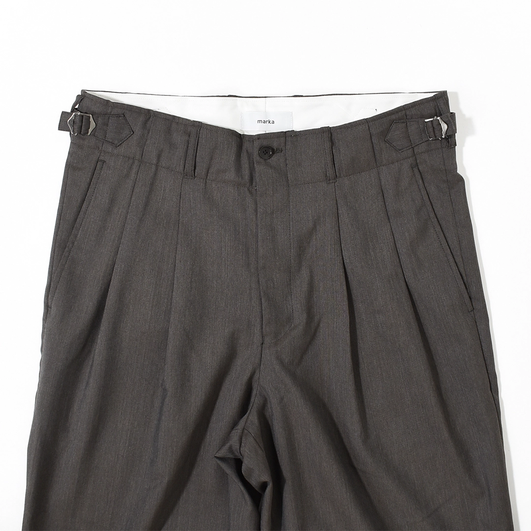 [m26c01pt01c]marka(マーカ) 2/60 Wool Tropical Melange Double Pleated Military Trousers(ウールトロピカルメランジダブルプリーテッドミリタリートラウザーズ)の商品画像