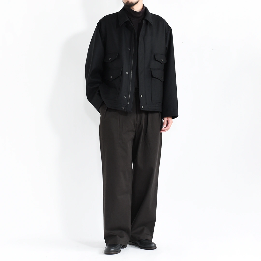 ULTERIOR スーパーファインメルトンファティーグジャケット サンプル ULTERIOR / SUPER FINE LIGHT MELTON SHORT FATIGUE JKT | LIVING