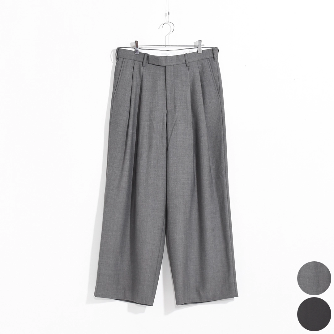 [m26c06pt01c]marka(マーカ) Recycled Polyester Wool Gabardine Double Pleated Baggy Trousers(リサイクルポリエステルウールギャバジン / ダブルプリーテッドバギートラウザーズ)の商品画像