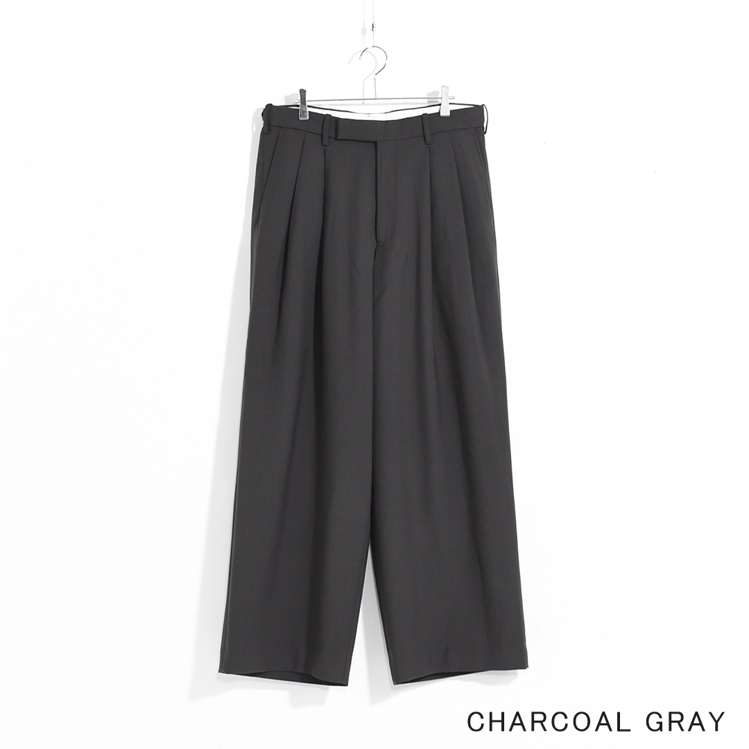 [m26c06pt01c]marka(マーカ) Recycled Polyester Wool Gabardine Double Pleated Baggy Trousers(リサイクルポリエステルウールギャバジン / ダブルプリーテッドバギートラウザーズ)の商品画像