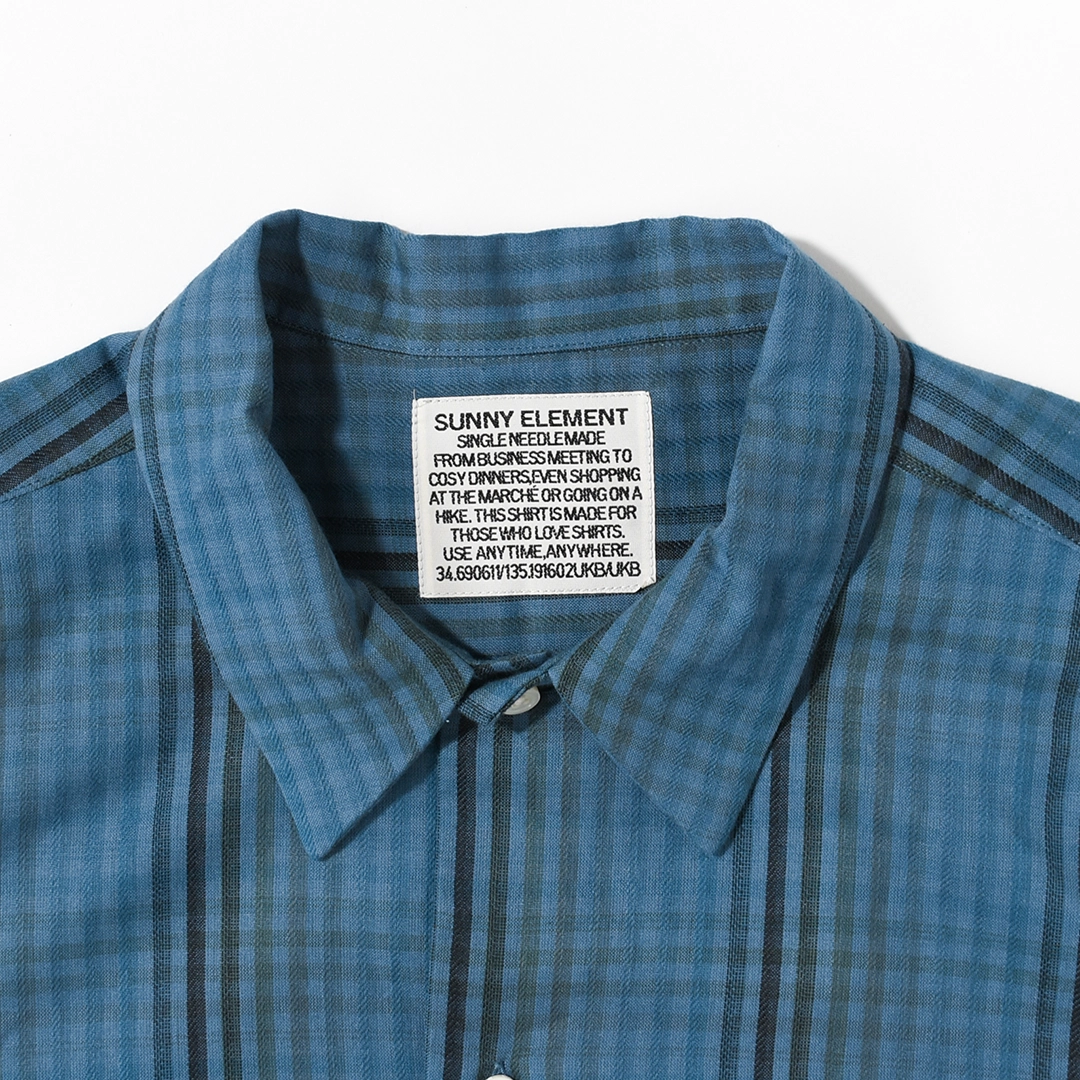 [S-046-1]SUNNY ELEMENT(サニーエレメント)River Shirt S/S(リバーシャツ半袖/ブルーチェック)の商品画像