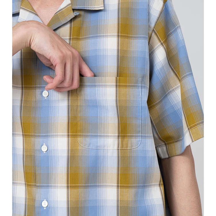 ナナミカ オープン カラー ピケ ショートスリーブシャツ nanamica オープンカラー ピケ ショートスリーブ シャツ , Navy