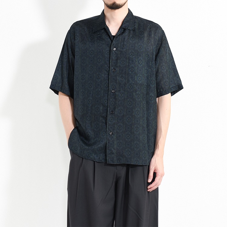 MARKAWARE シルクシャツ　サイズ2 marka 8匁シルク羽二重 シルクワークシャツ ダークネイビー