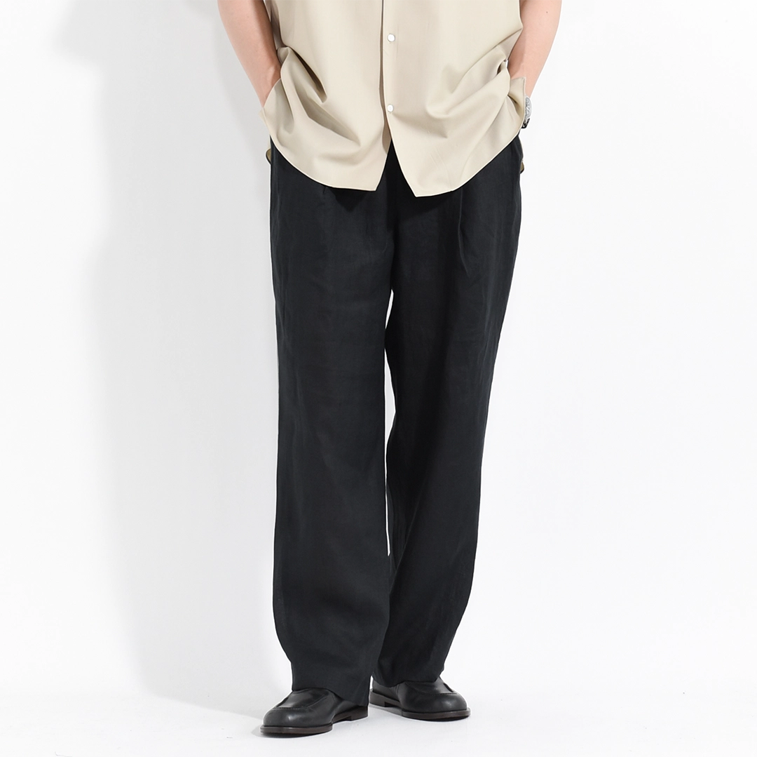 [a26b05pt01c]MARKAWARE (マーカウェア) Hemp Shirting Double Pleated Easy Trousers(ヘンプ細布ダブルプリーテッドイージートラウザーズ)の商品画像