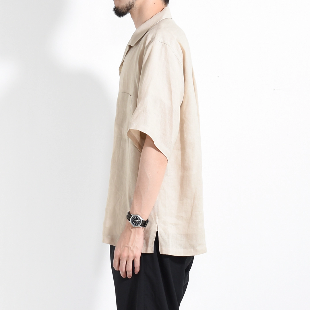 [a26b05sh01b]MARKAWARE (マーカウェア) Hemp Shirting New Open Collar S/S Shirt(ヘンプ細布ニューオープンカラーS/Sシャツ)の商品画像