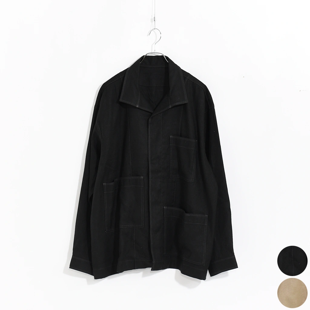MITTAN　JK-79　綾織絹麻シャツジャケット　黒　３ JK-79]MITTAN(ミタン/ミッタン)綾織絹麻シャツジャケット | MITTAN