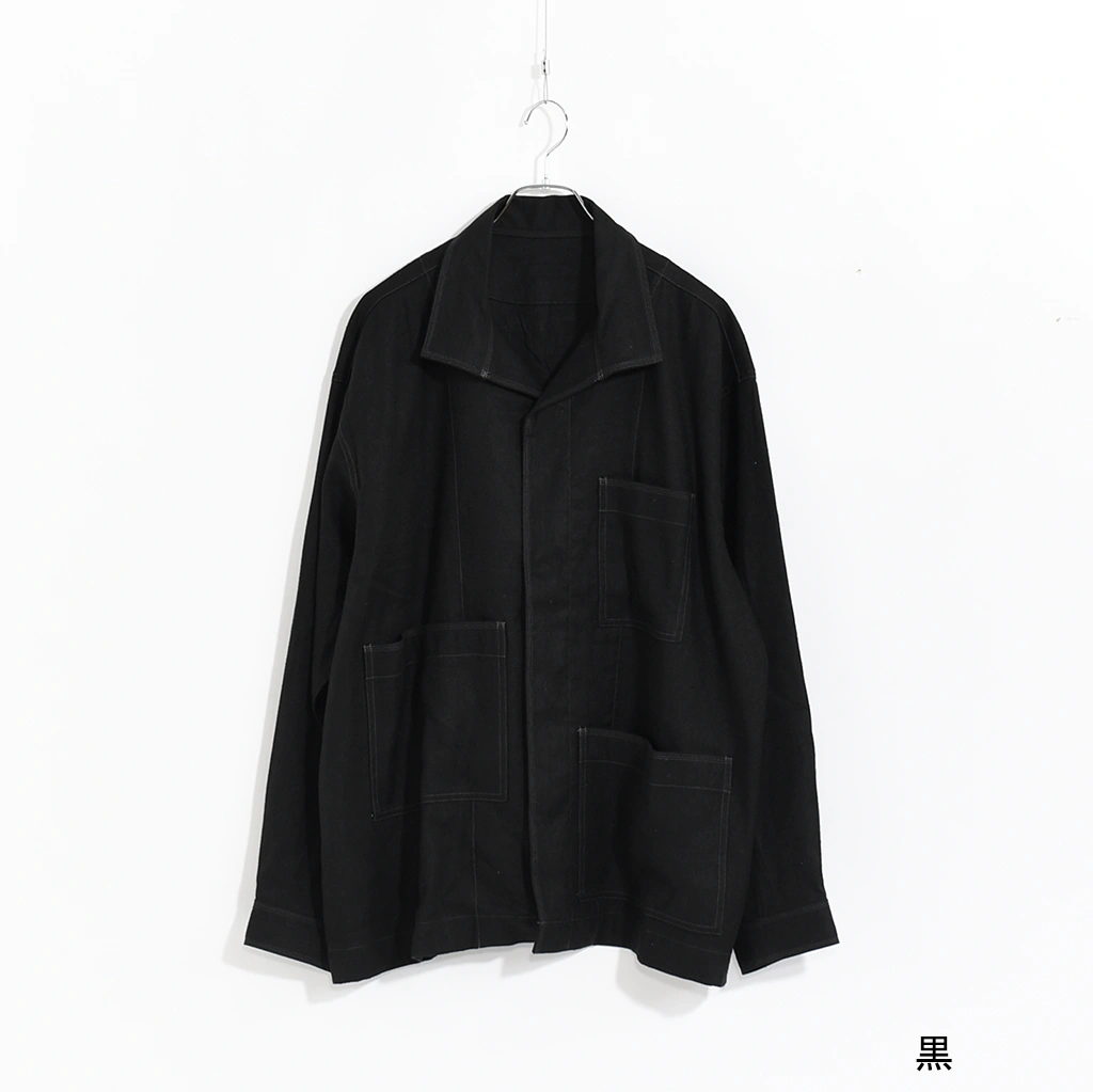 MITTAN　JK-79　綾織絹麻シャツジャケット　黒　３ JK-79]MITTAN(ミタン/ミッタン)綾織絹麻シャツジャケット | MITTAN