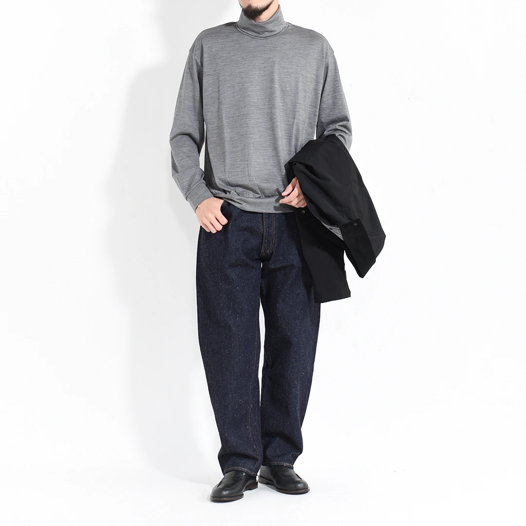 marka（マーカ）ブークレニット 黒 2 marka(マーカ) / 2/72 Wool Single Jersey Washable Turtle Neck
