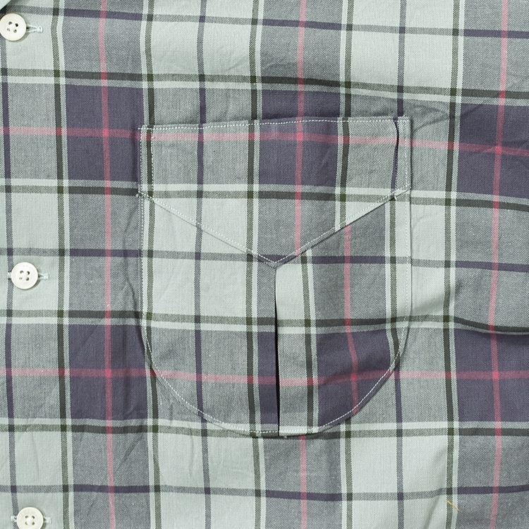 PMAR-SS01]PHIGVEL(フィグベル) Cambric Check Open Collar SS
