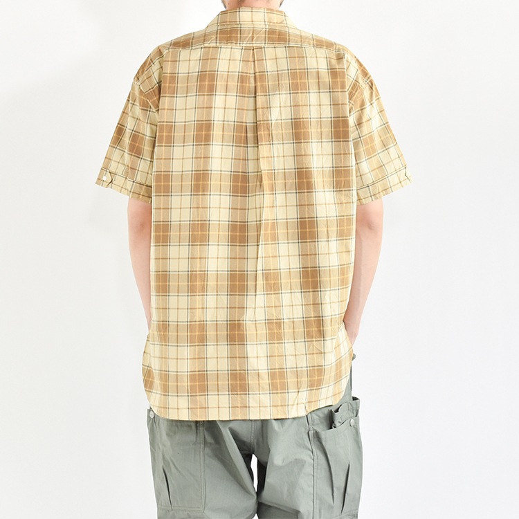 PMAR-SS01]PHIGVEL(フィグベル) Cambric Check Open Collar SS Shirt