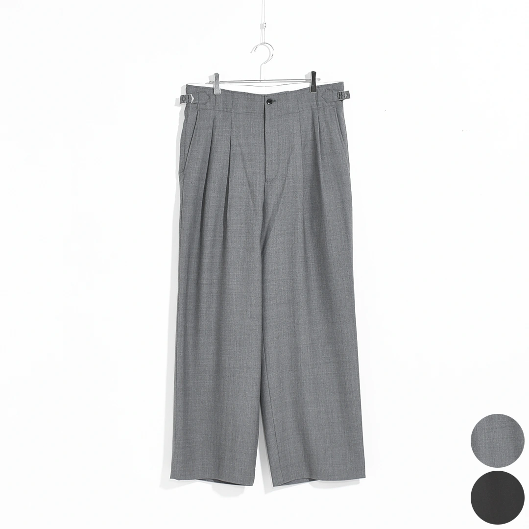 [m26a06pt01c]marka(マーカ) Recycled Polyester Non-Mulesed Wool Gabardine Two Tuck Military Trousers(リサイクルポリエステル　ノンミュールジングウールギャバジン2タックミリタリートラウザーズ)の商品画像