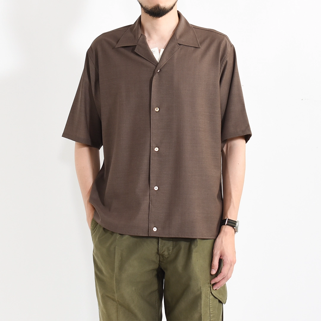 m26b08sh02b]marka(マーカ) Wool High Twist Tropical Open Collar S/S
