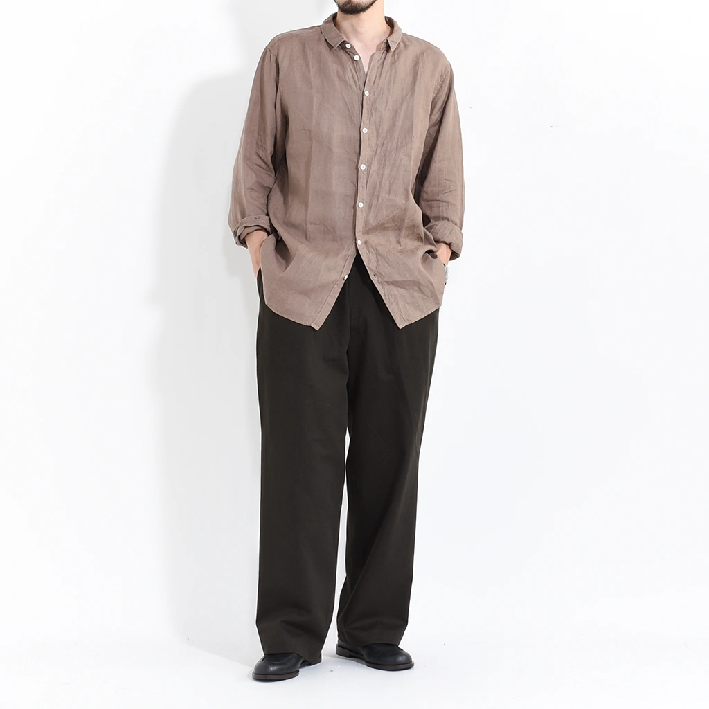 23AW Ulterior ウォッシュド 備前 タック パンツ 501P▲ ULTERIOR Washed Bizen Gabardine Tucked Pants | 大阪心斎橋の