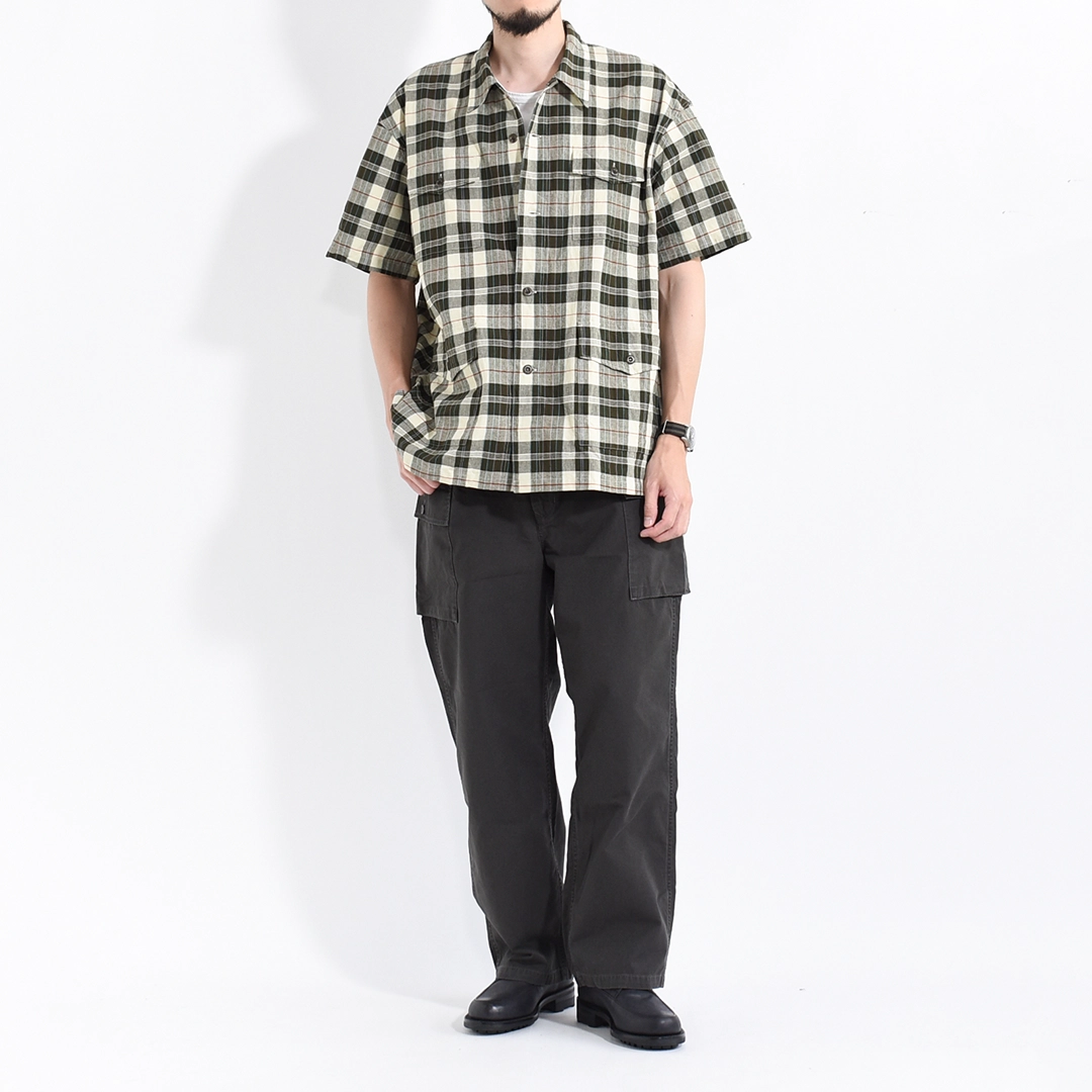 PMAV-SJ02]PHIGVEL(フィグベル) Madras SS Shirt Jacket (マドラス半袖