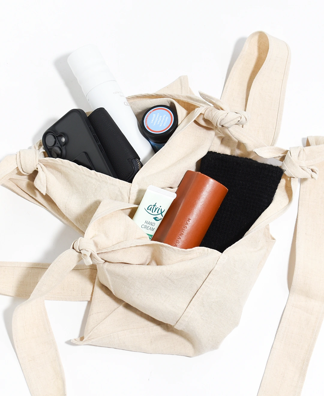 MITTAN あずま袋 小 胡桃 BA-26C MITTAN ざっくり大麻Wあずま袋小 胡桃（草木染）BA-26C ユニ