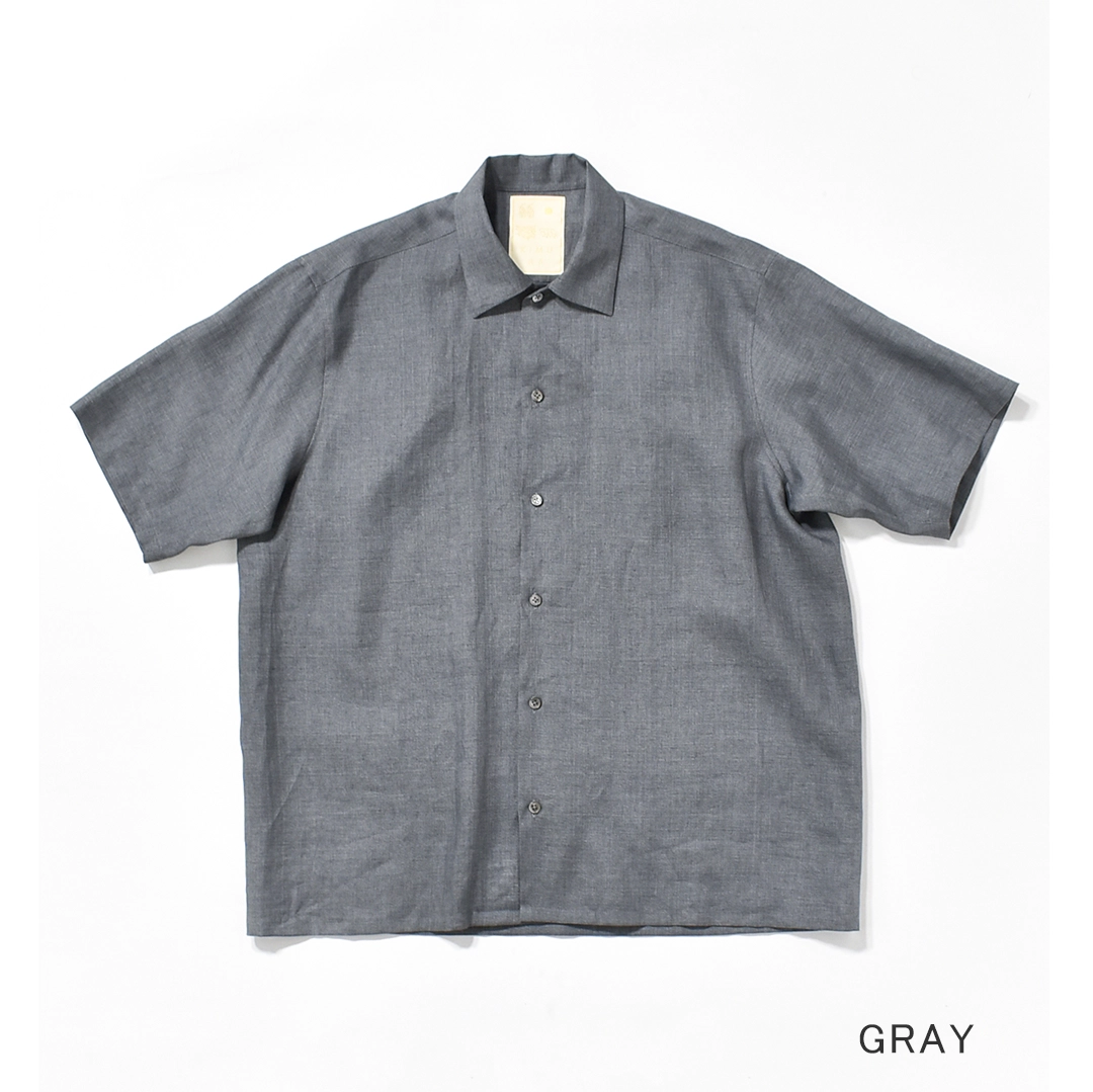 (km241sh01a)KIMURA(キムラ/木村)Convertible Collar Shirt H/S　Albini linen(コンバーチブルカラーシャツ/アルビニリネン)の商品画像