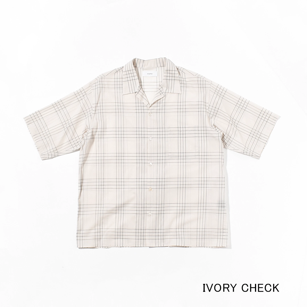 [m26a18sh02b]marka(マーカ) 60/1 Organic Cotton High Twisted Loan Open Collar S/S Shirt(オーガニックコットン強撚チェックローンオープンカラーS/Sシャツ)の商品画像