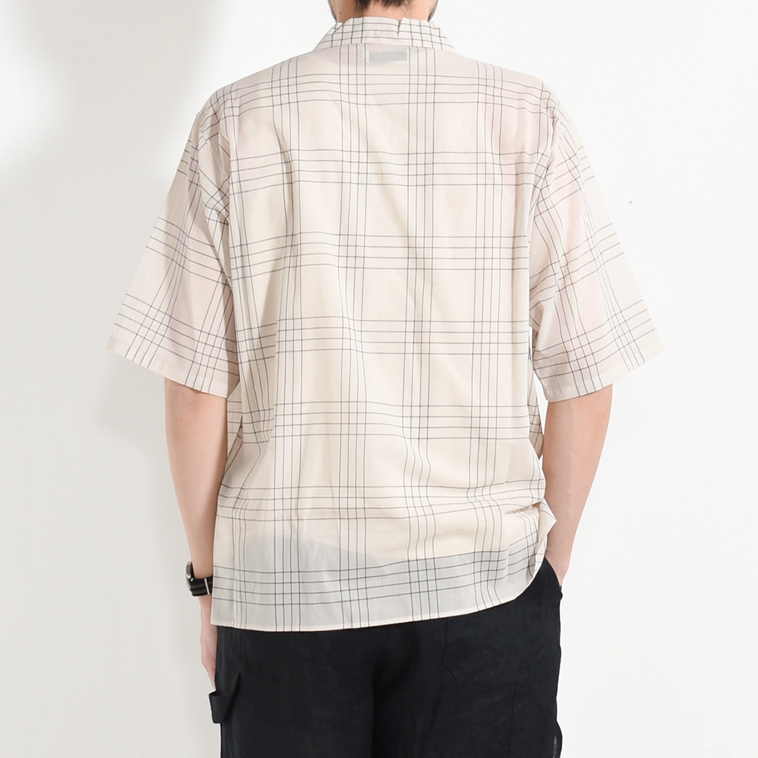 [m26a18sh02b]marka(マーカ) 60/1 Organic Cotton High Twisted Loan Open Collar S/S Shirt(オーガニックコットン強撚チェックローンオープンカラーS/Sシャツ)の商品画像