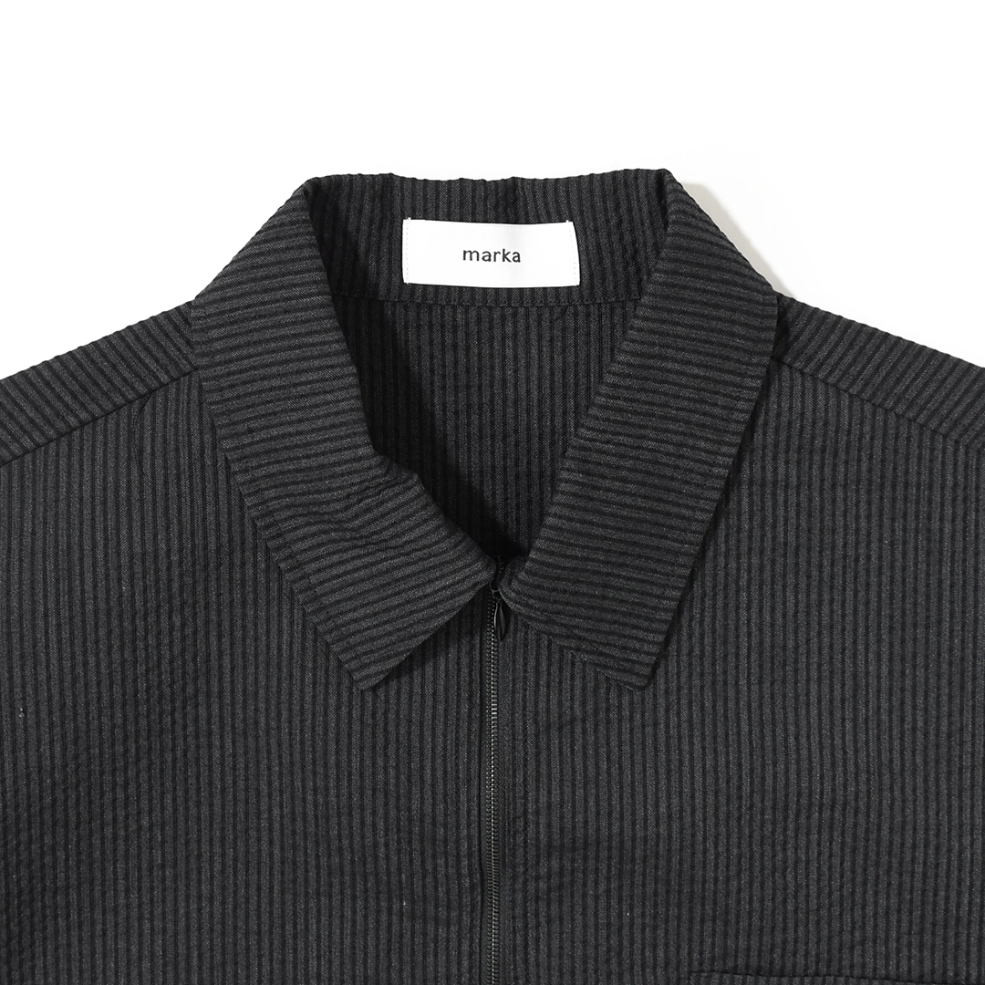 ARCHIVIO ブラックー ハーフジップシャツ 48 m26b03sh01b]marka(マーカ) Wool seersucker Half Zip Shirt(ウール