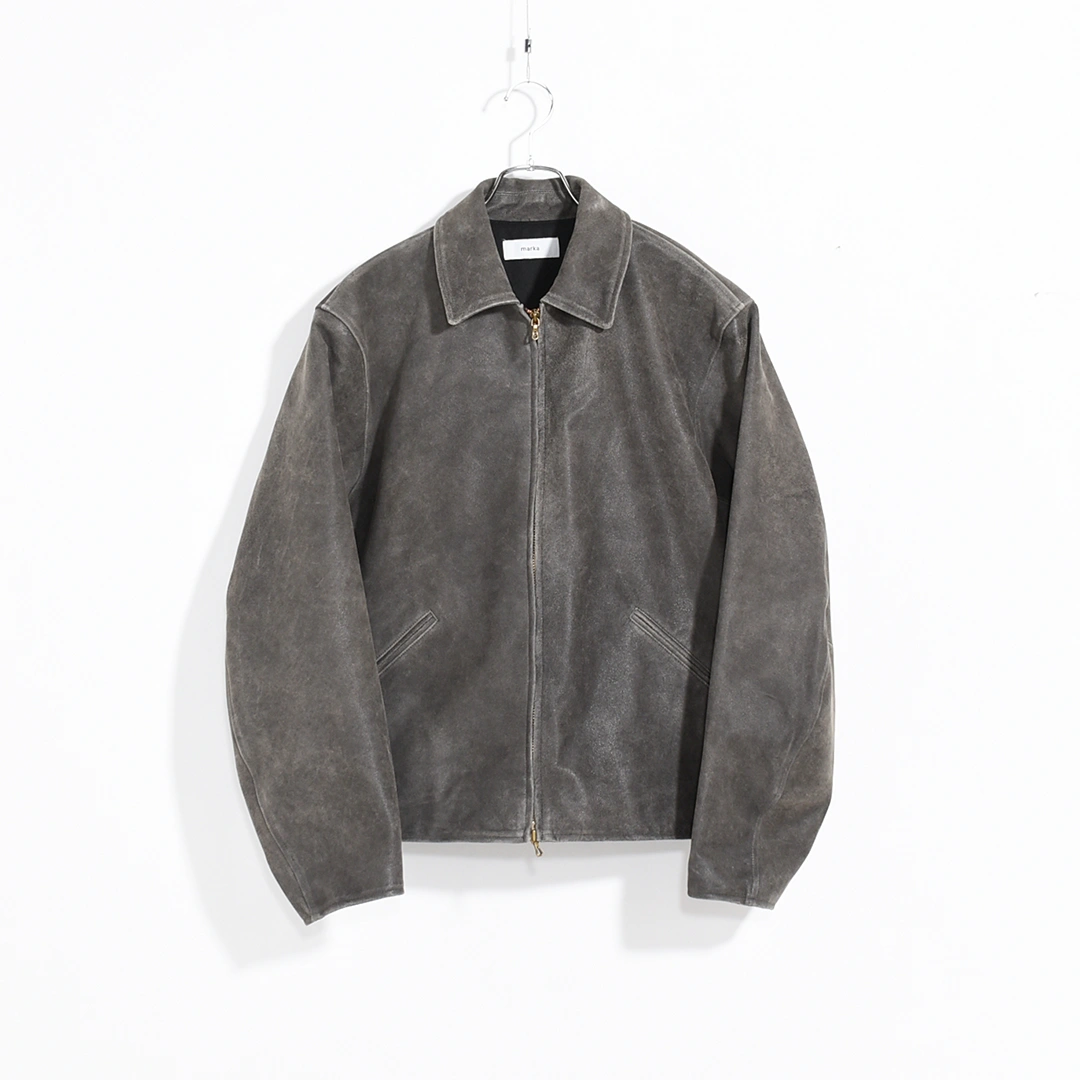 marka ダークグレー ジップアップジャケット m25d13bl01c]marka(マーカ) Cracked Goat Leather Leather Sports