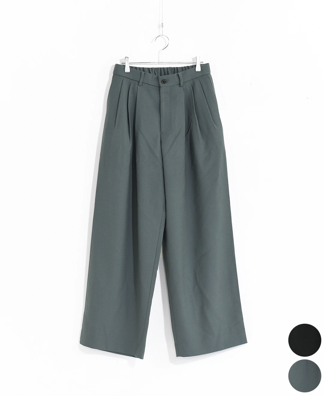 MARKAWARE オーガニックウール トリプルプリーテッドワイドトラウザーズ 3/60 オーガニックウールサバイバルクロス® / トリプルプリー