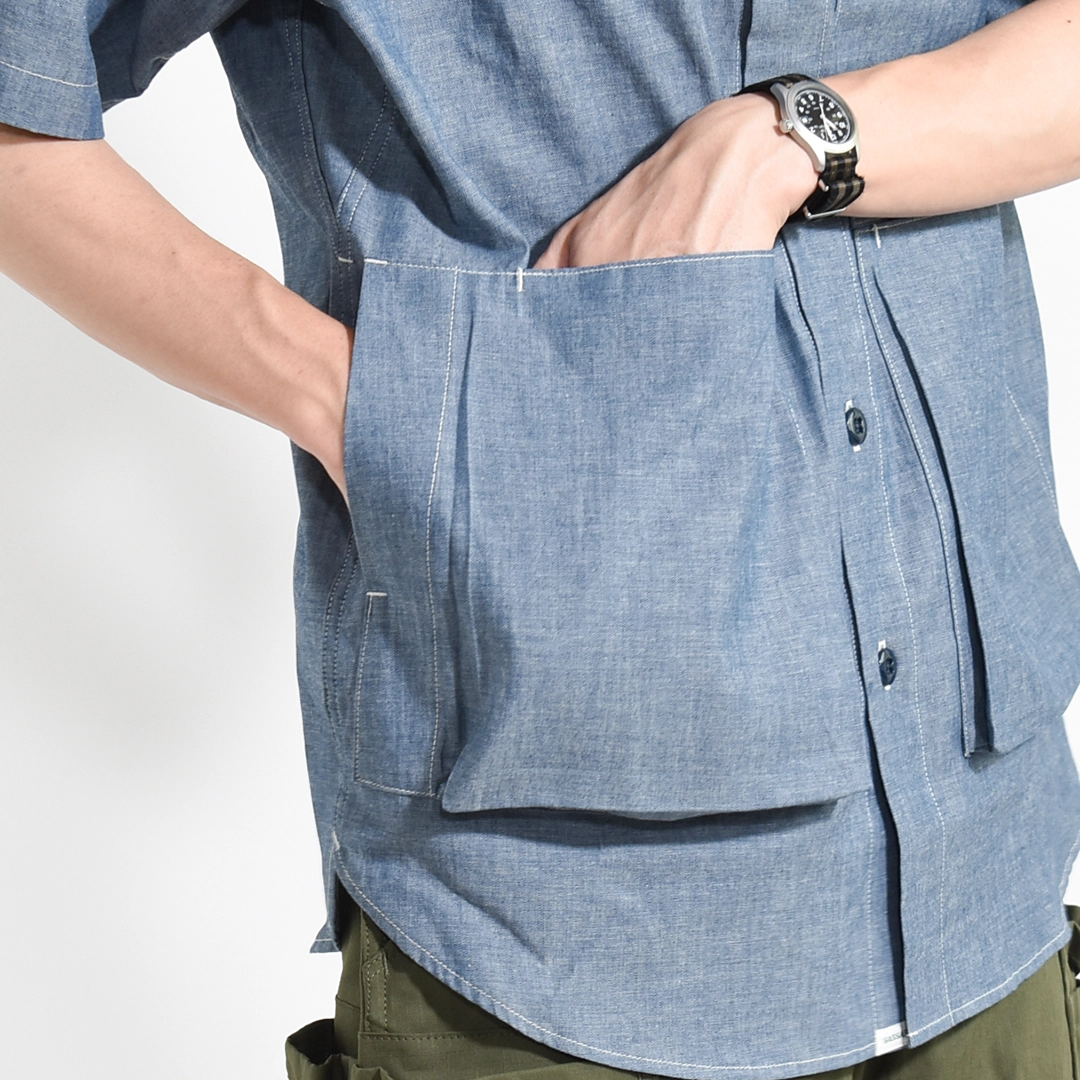 SF-262353]SASSAFRAS (ササフラス) Digs Crew Half 1/2 - 5oz Chambray