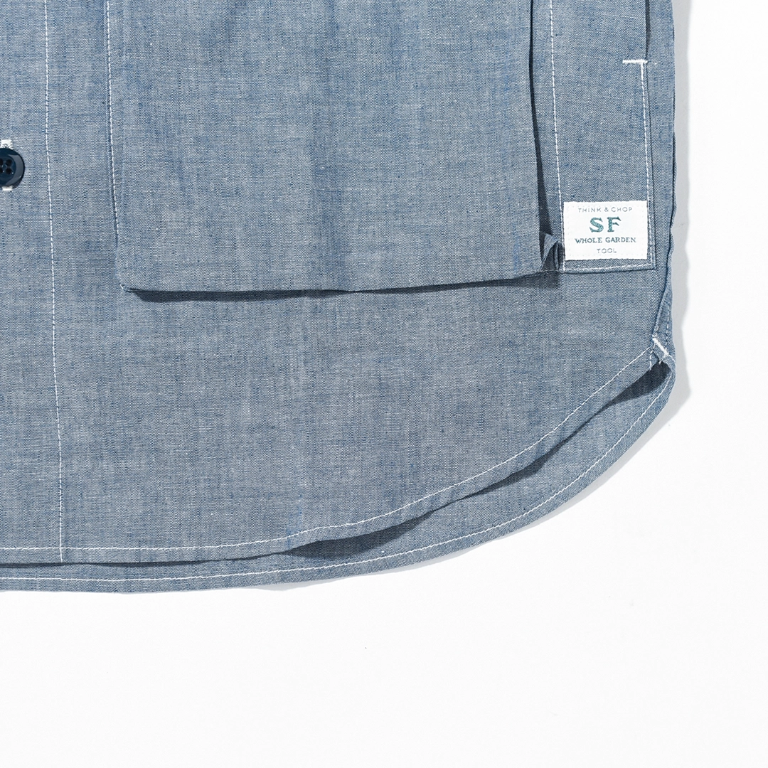 SF-262353]SASSAFRAS (ササフラス) Digs Crew Half 1/2 - 5oz Chambray