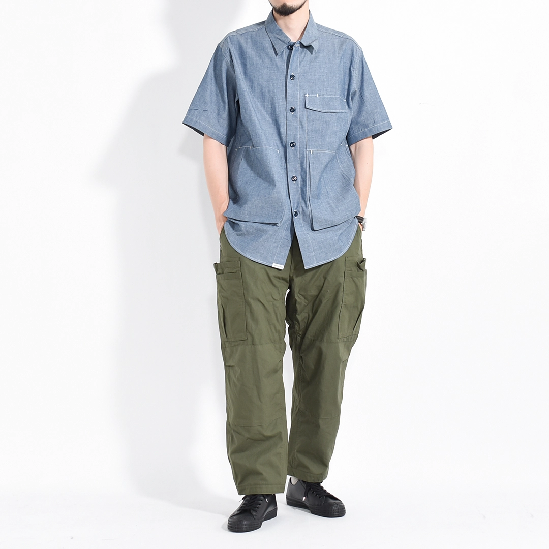 SF-262353]SASSAFRAS (ササフラス) Digs Crew Half 1/2 - 5oz Chambray