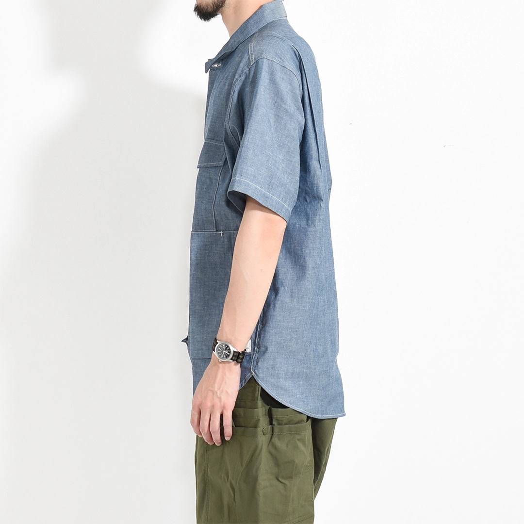 SF-262353]SASSAFRAS (ササフラス) Digs Crew Half 1/2 - 5oz Chambray
