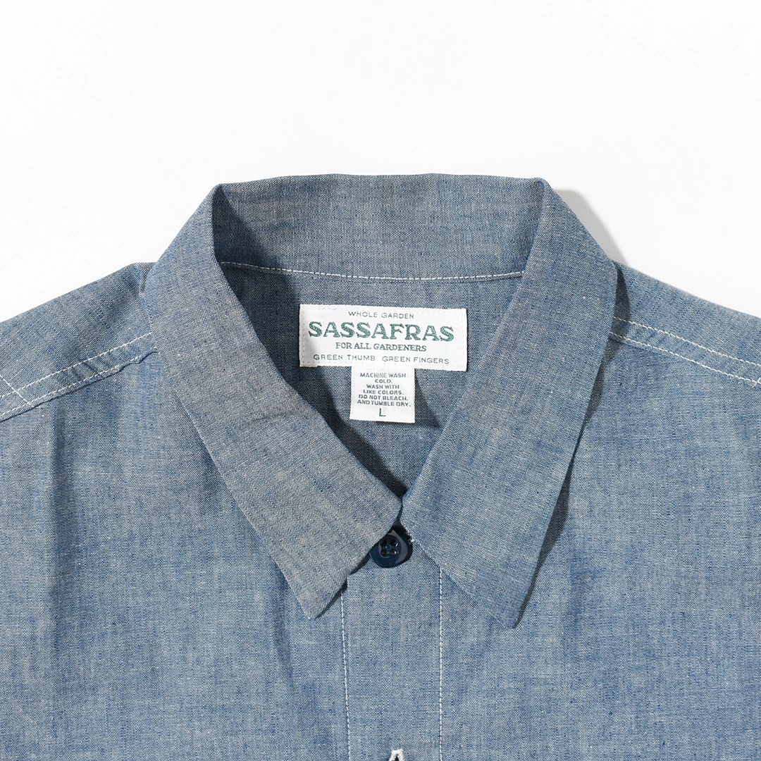 SF-262353]SASSAFRAS (ササフラス) Digs Crew Half 1/2 - 5oz Chambray