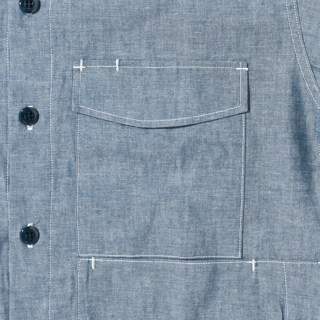 SF-262353]SASSAFRAS (ササフラス) Digs Crew Half 1/2 - 5oz Chambray