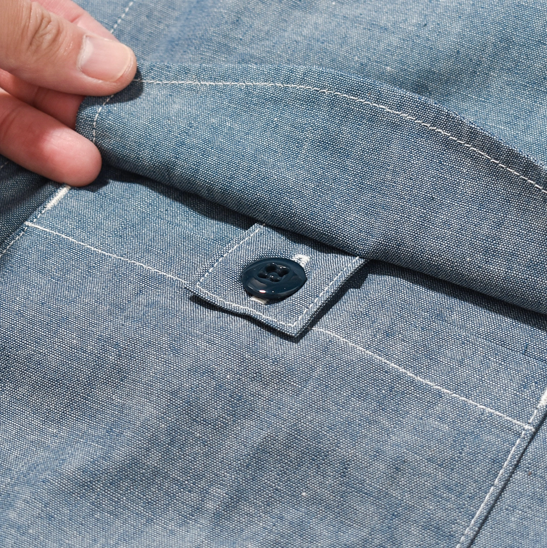 SF-262353]SASSAFRAS (ササフラス) Digs Crew Half 1/2 - 5oz Chambray