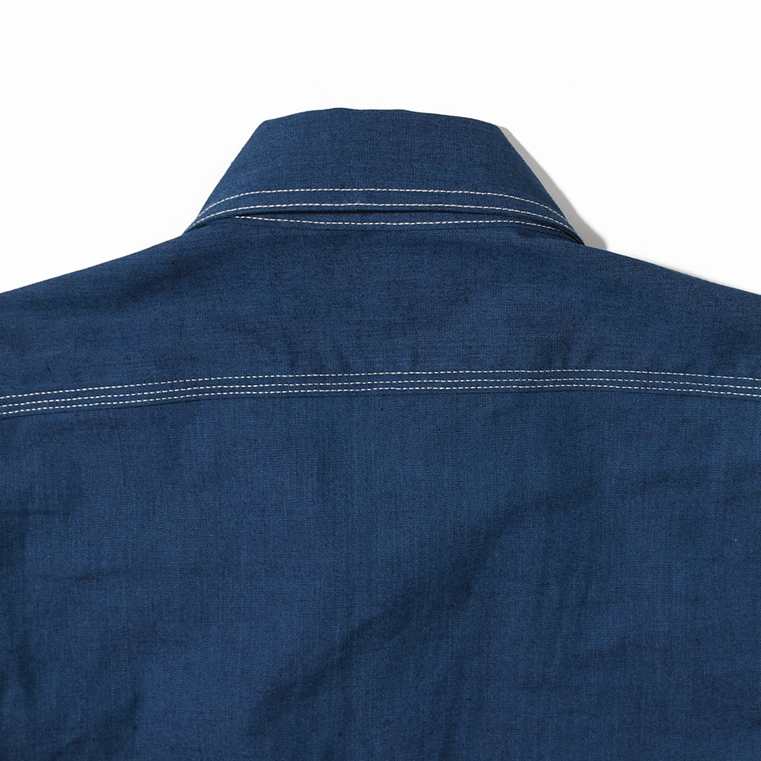 SF-262355]SASSAFRAS(ササフラス) Garender Shirt 1/2 Indigo Chambray
