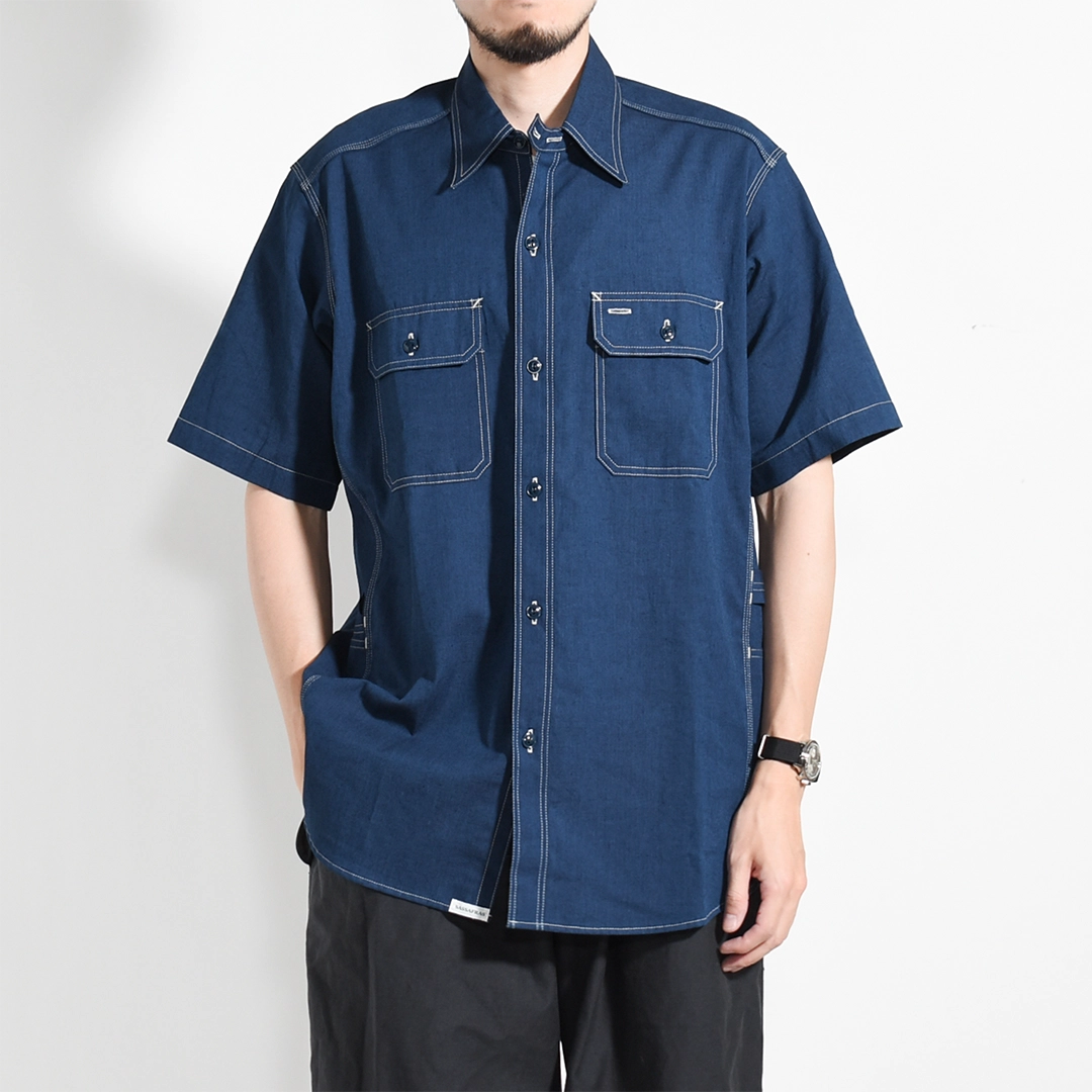 SF-262355]SASSAFRAS(ササフラス) Garender Shirt 1/2 Indigo Chambray