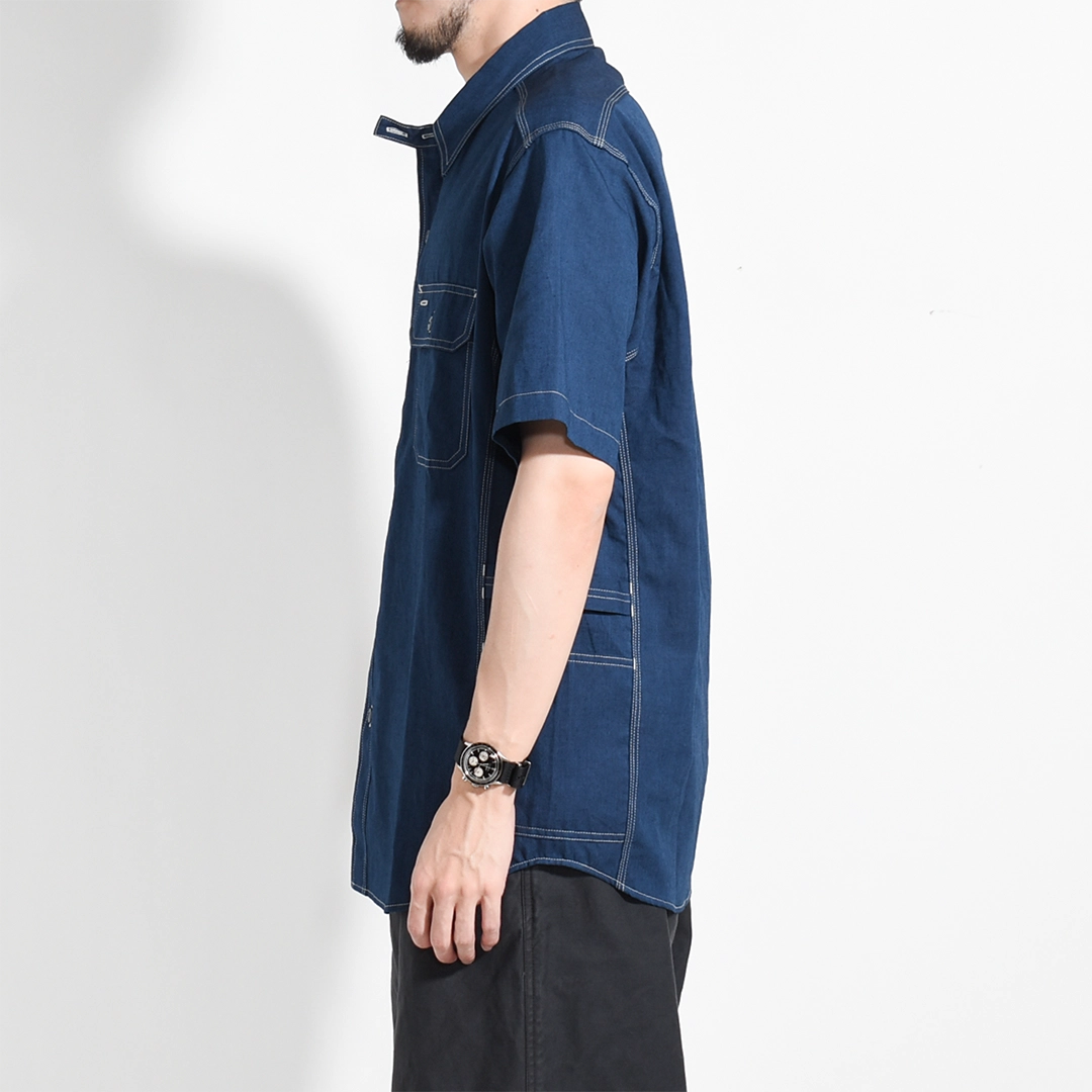 SF-262355]SASSAFRAS(ササフラス) Garender Shirt 1/2 Indigo Chambray