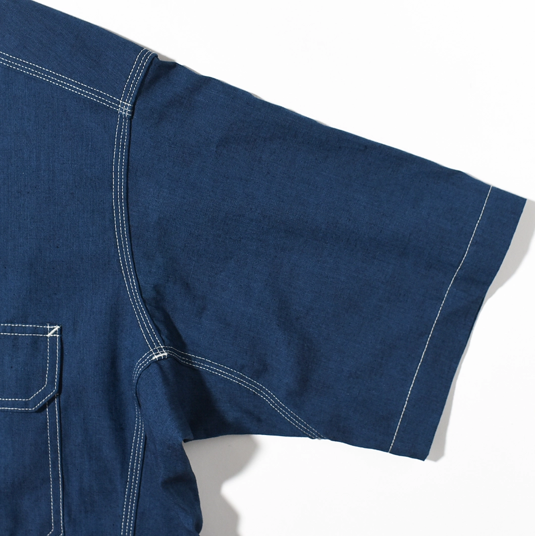 SF-262355]SASSAFRAS(ササフラス) Garender Shirt 1/2 Indigo Chambray