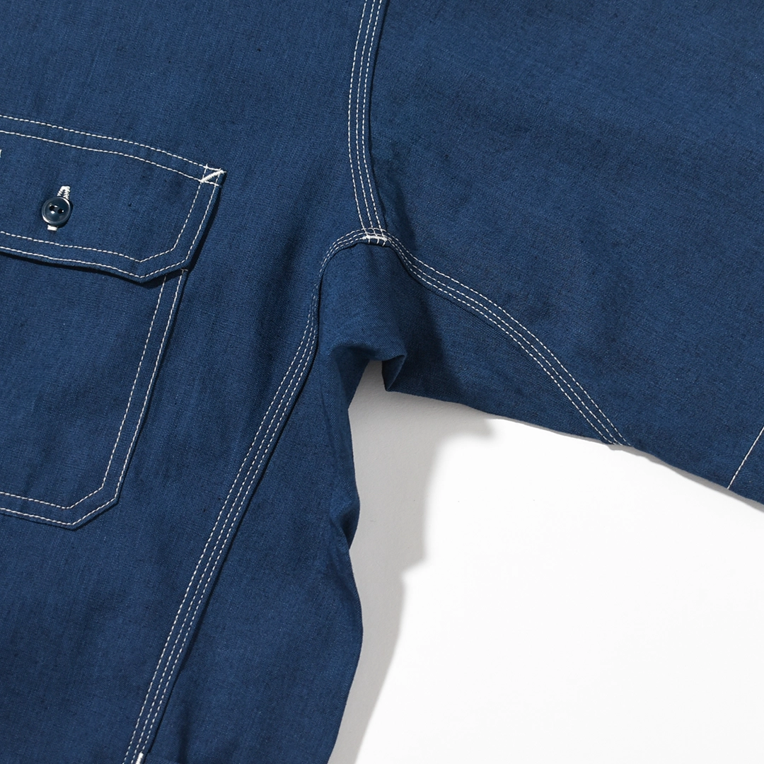 SF-262355]SASSAFRAS(ササフラス) Garender Shirt 1/2 Indigo Chambray