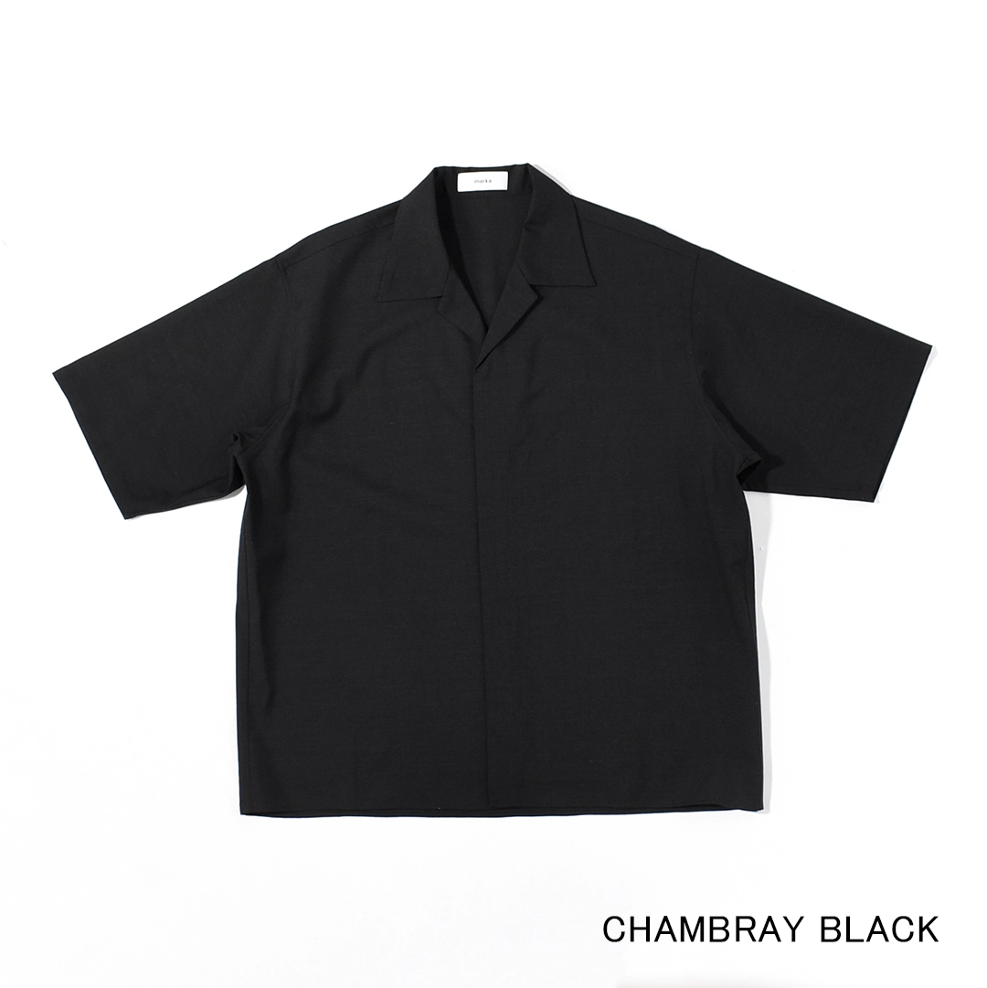 [m26a11sh02b]marka(マーカ) 2/72 Wool Tropical Washer Fly Front Open Collar S/S Shirt(2/72 ウールトロピカルワッシャーフライフロントオープンカラーS/Sシャツ)の商品画像