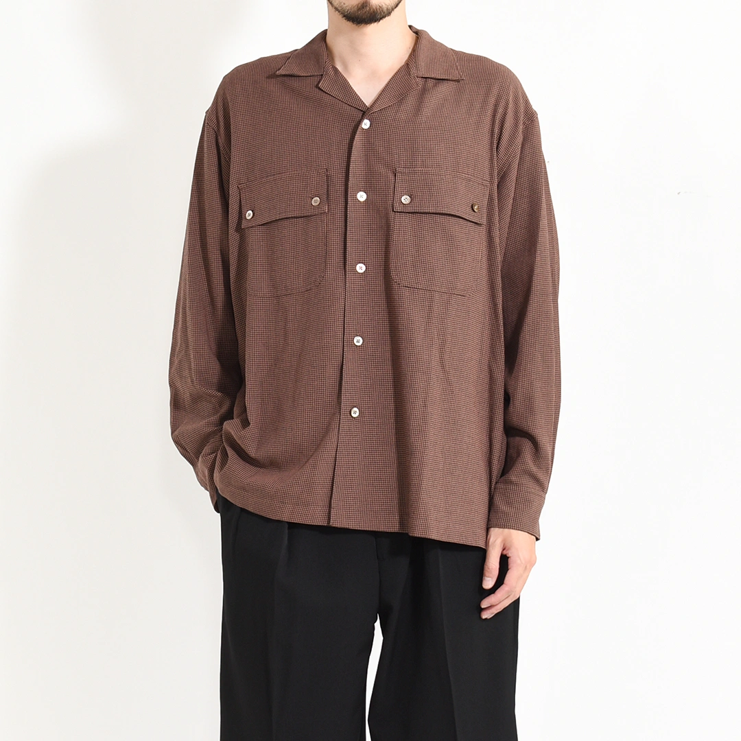 USH61-KC218]ULTERIOR(アルテリア)RAYON LINEN CHECK W/P SHIRT