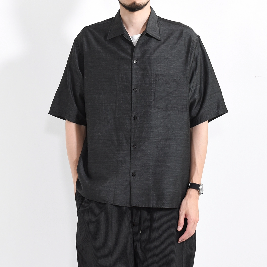 [m26c04sh02b]marka(マーカ) Silk/Wool Feather Twill Open Collar S/S Shirt(シルクウールフェザーツイルオープンカラーS/Sシャツ)の商品画像