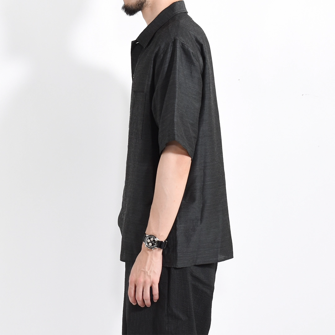 [m26c04sh02b]marka(マーカ) Silk/Wool Feather Twill Open Collar S/S Shirt(シルクウールフェザーツイルオープンカラーS/Sシャツ)の商品画像